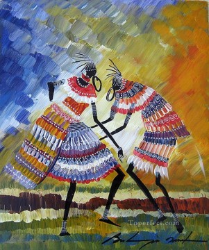  Pintura Arte - pinturas gruesas bailarinas negras africanas